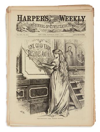 (HARPERS WEEKLY.) Group of 100 full-page woodblock illustrations from the magazine,